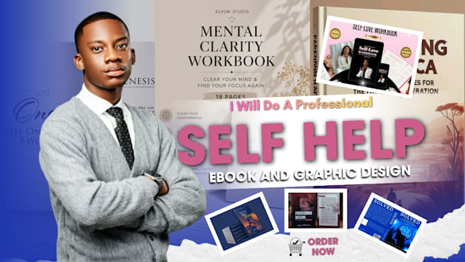 write self help ebooks on anxiety and mental health with workbook journal design