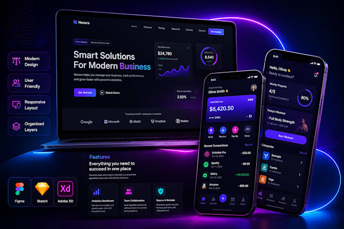 do ui ux design figma web design mobile app ui design and mockups