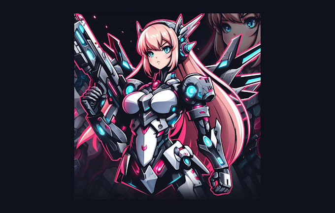 design a unique mecha girl mascot logo with fresh concepts