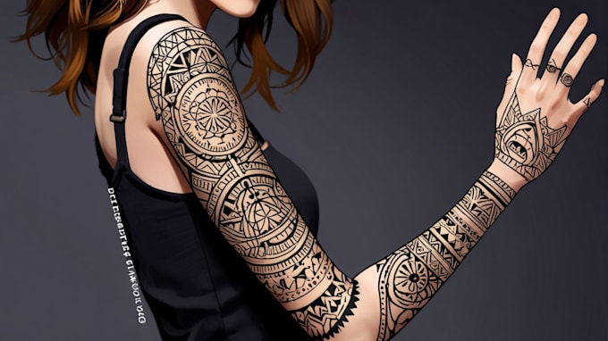 create sleeve tattoo design in geometric style