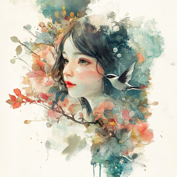 create watercolor and digital illustrations