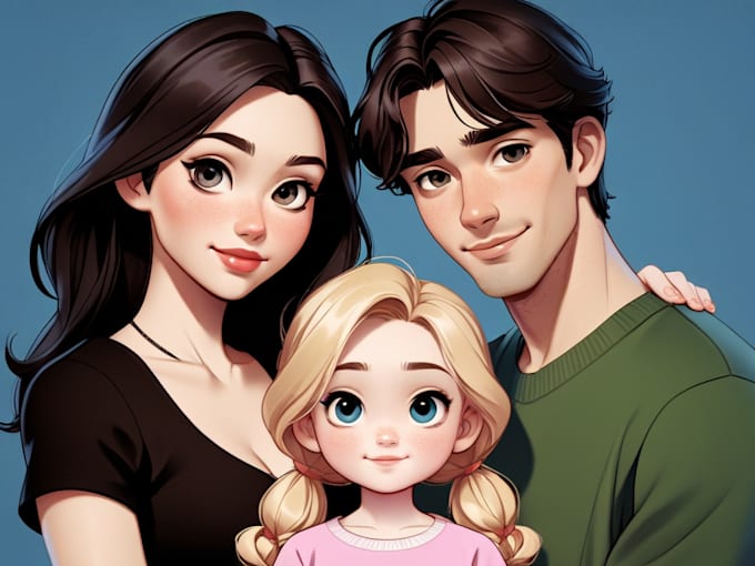 design a professional disney family portrait