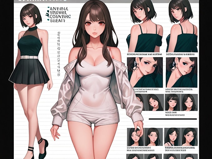draw anime character sheet for you