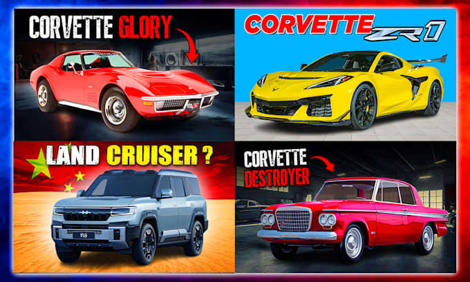 design eye catchy, high CTR thumbnails for car, auto channel