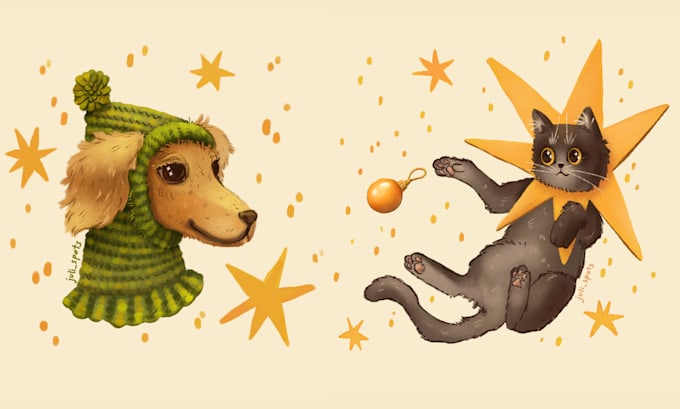 draw cute warm illustrations for stickers, clip art