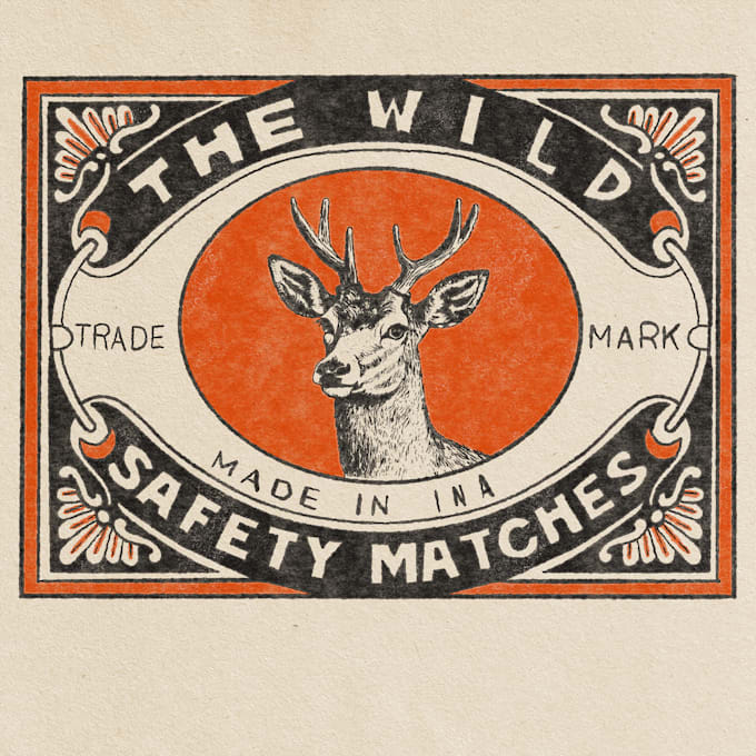 draw vintage match box labels,poster vintage and wall print