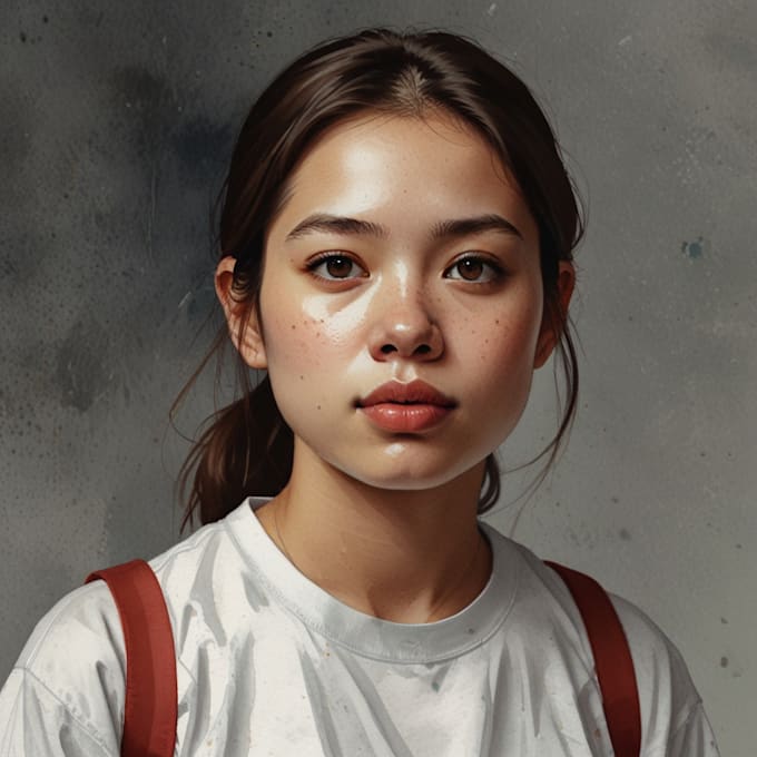 draw portrait with simple watercolor illustration style