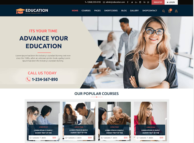 design elearning website, online course website, language learning, lms website