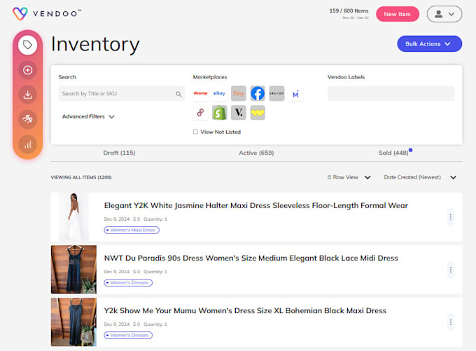 list and cross list products on each platform using vendoo