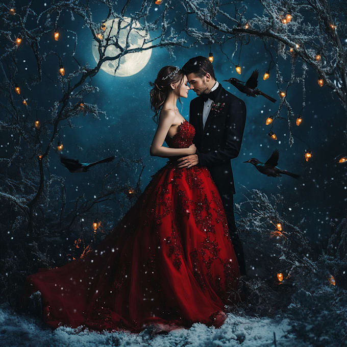 desing a beautiful christmas couple portrait