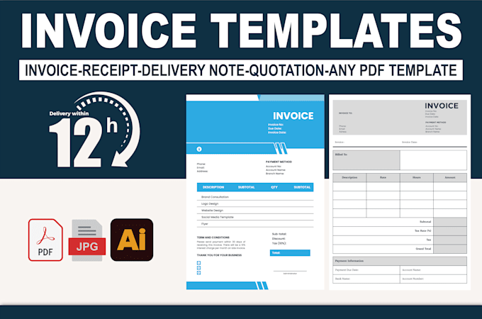 do professional invoice design, PDF template and quote