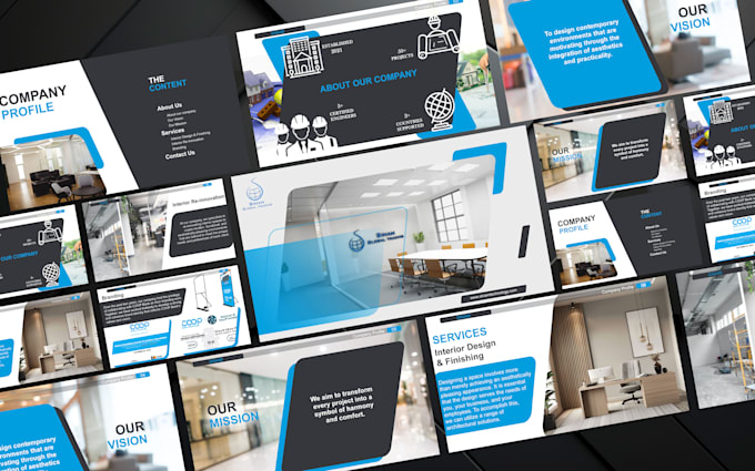 develop professional presentation slides and graphic design projects