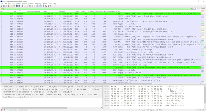 analyze a wireshark capture of wired or wireless traffic