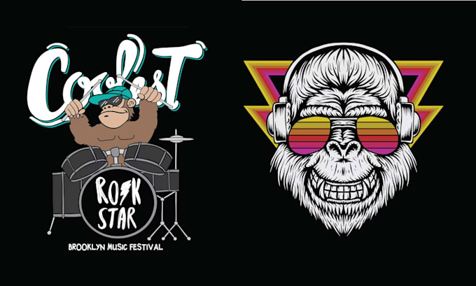 make vintage music gorilla vector logo