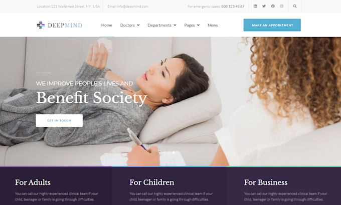 create a dynamic professional medical website design for doctors using wordpress