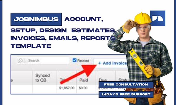 setup jobnimbus, design automation estimates, invoices, emails, reports template