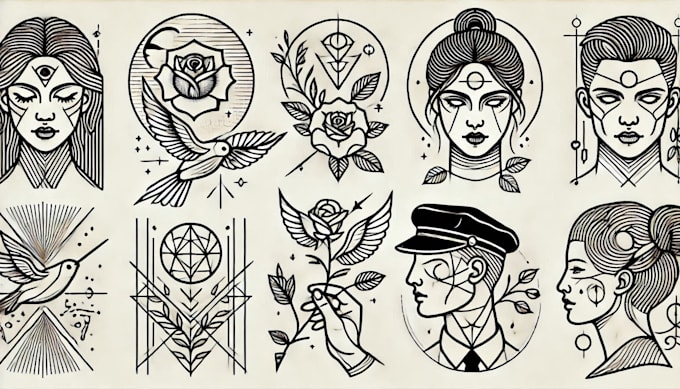 make a minimalist lineart tattoo design or illustration