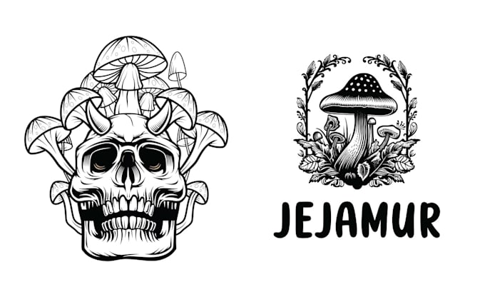 design hand drawn skull mushroom logo