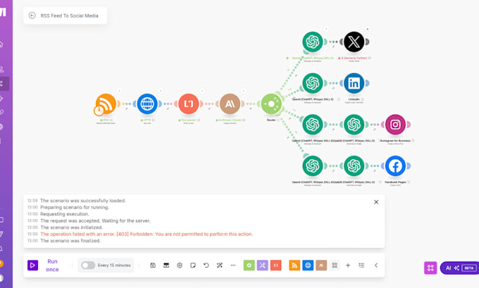 build social media ai automation using make com, n8n ai agent, and zapier