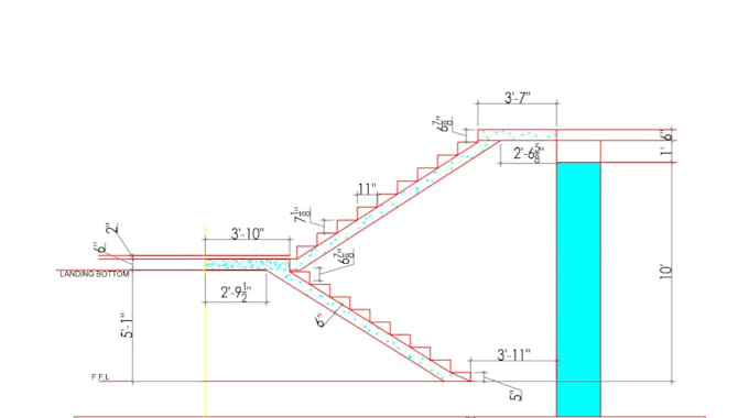 draw staircase drawing and design with railing sketch design