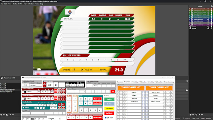 cricket scorecard manager software is a cricket scoreboard