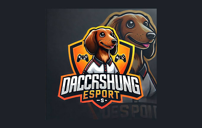 make modern dachshund dog mascot logo with express delivery
