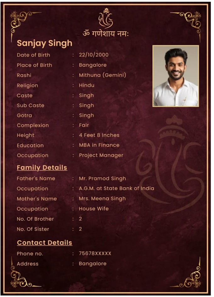 create high quality biodata for marriage to get faster response