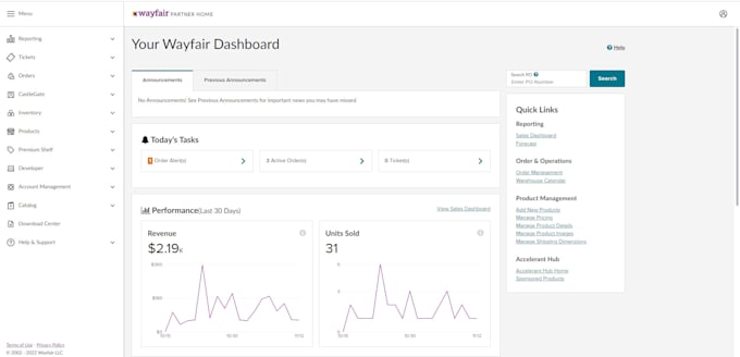 do wayfair product listings and sales growth, wayfair va