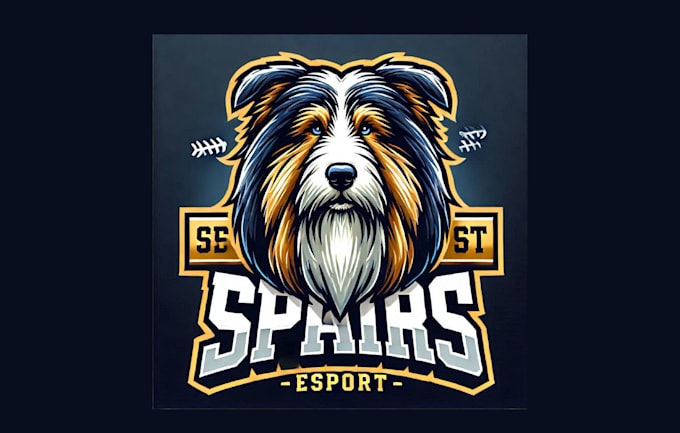 do bearded collie dog mascot logo with creative thinking