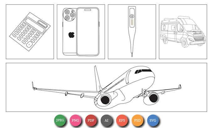 draw detailed line art and vector line art within 24 hours