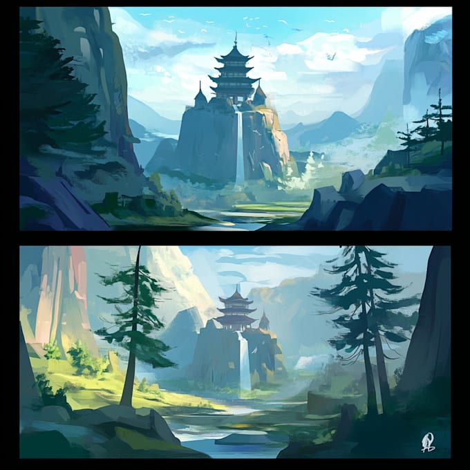 Made a environment concept art and background by Kassine | Fiverr