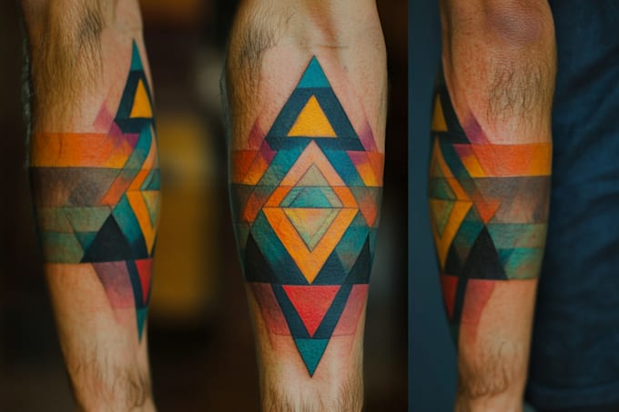 create sleeve tattoo design in geometric style
