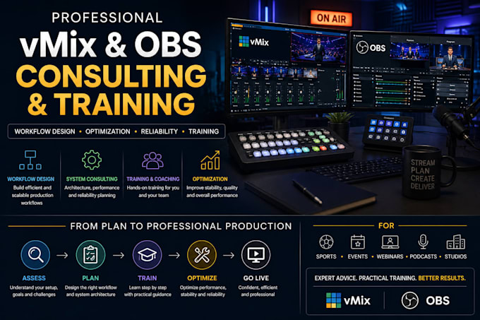 provide professional vmix or obs consulting and training