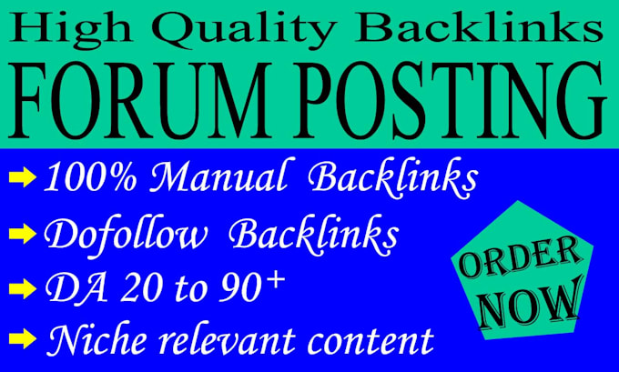 manually provide 50 forum posting dofollow backlinks to high da pa websites