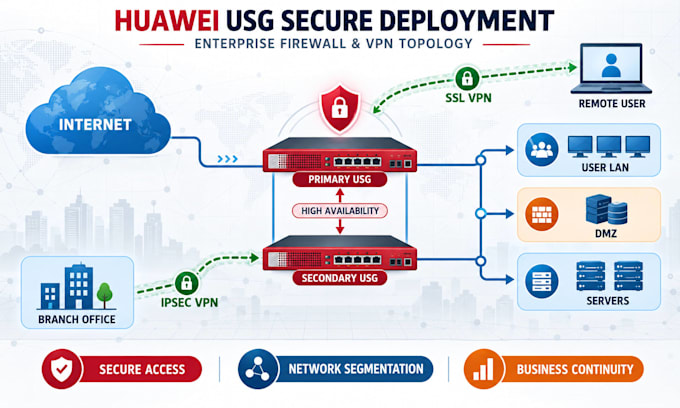 configure and troubleshoot huawei usg firewall and VPN