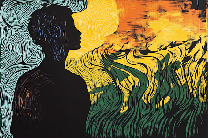draw illustrations using linocut technique