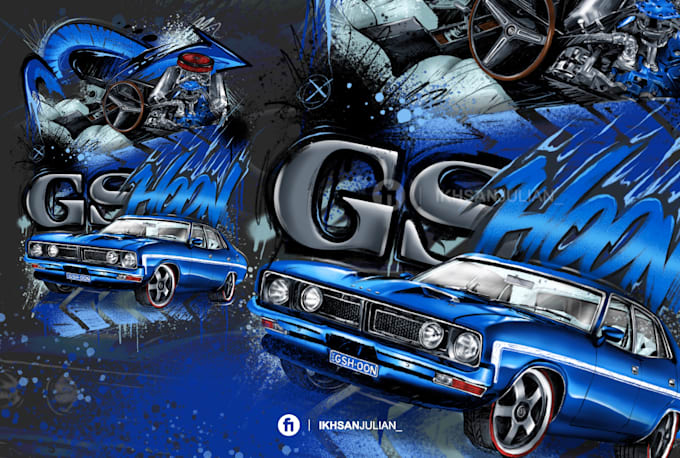 create car illustration in graffiti style