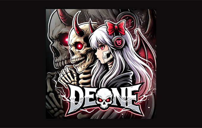 do modarn girl and demon skull mascot logo with vector file