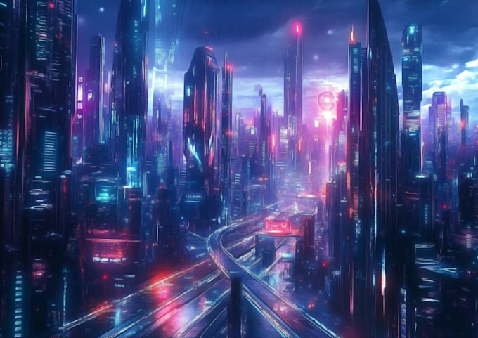 Create cyberpunk futuristic city art by Kimhengjui | Fiverr