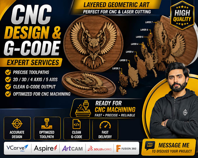 be your cnc programmer and create cnc g code and fusion 360 cam toolpaths