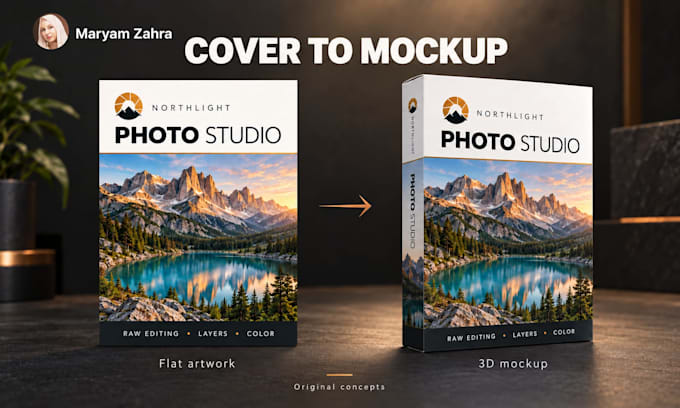 design a software box cover and 3d mockup