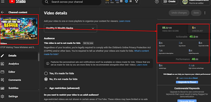 optimize youtube SEO, boost video rankings