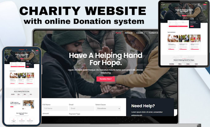 design a dynamic nonprofit charity website with donation system