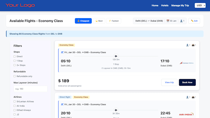 get you a free flights booking api with cheapest airfare