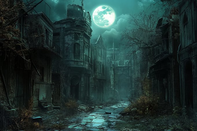 do sci fi horror and fantasy scene concept art and illustrations