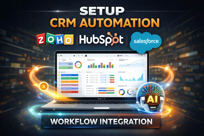 setup zoho CRM, hubspot CRM, salesforce automation with ai workflow integration