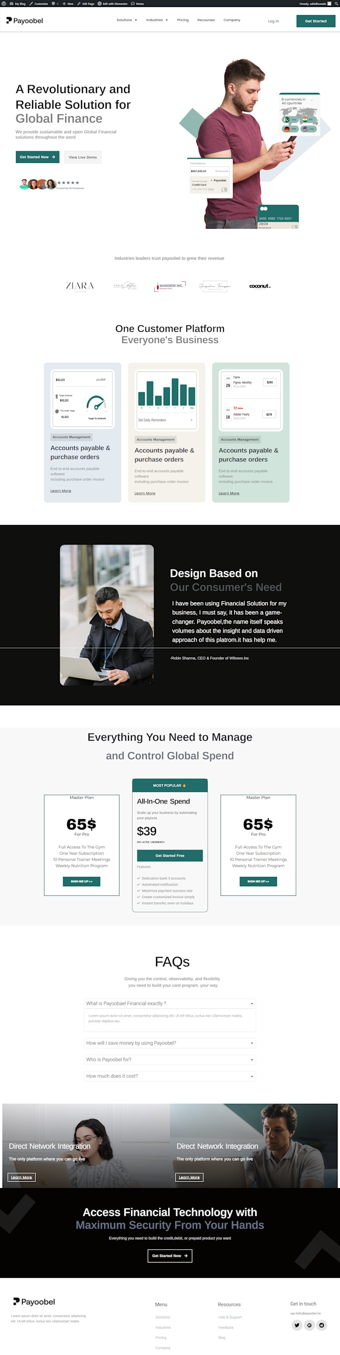 build a responsive wordpress website using elementor pro