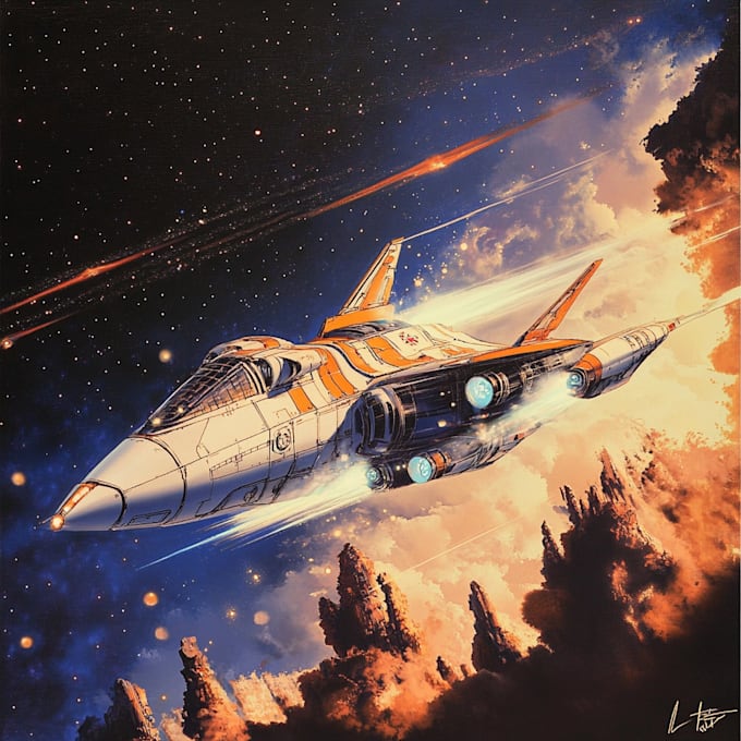make best sci fi art spaceship or any design for you
