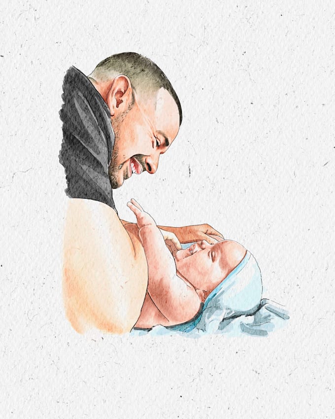 make drawing potrait with watercolour painting
