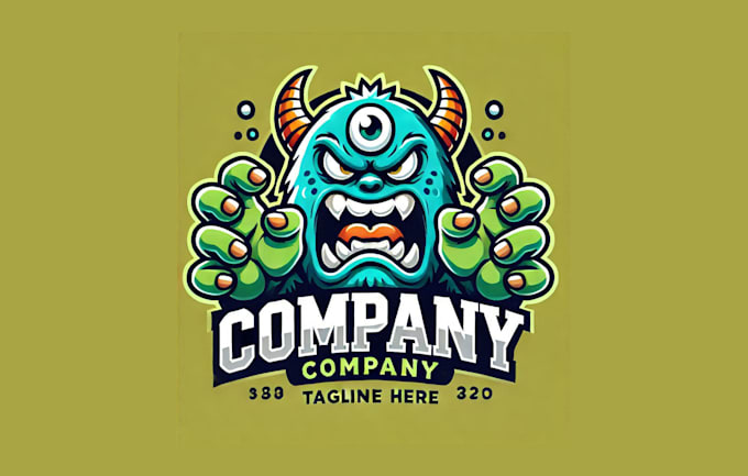 design angry monster mascot logo with express delivery